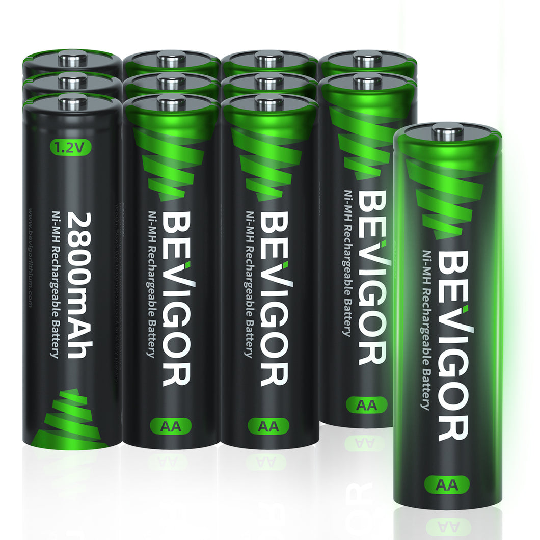 BEVIGOR AA Rechargeable NiMH Batteries 12 Counts