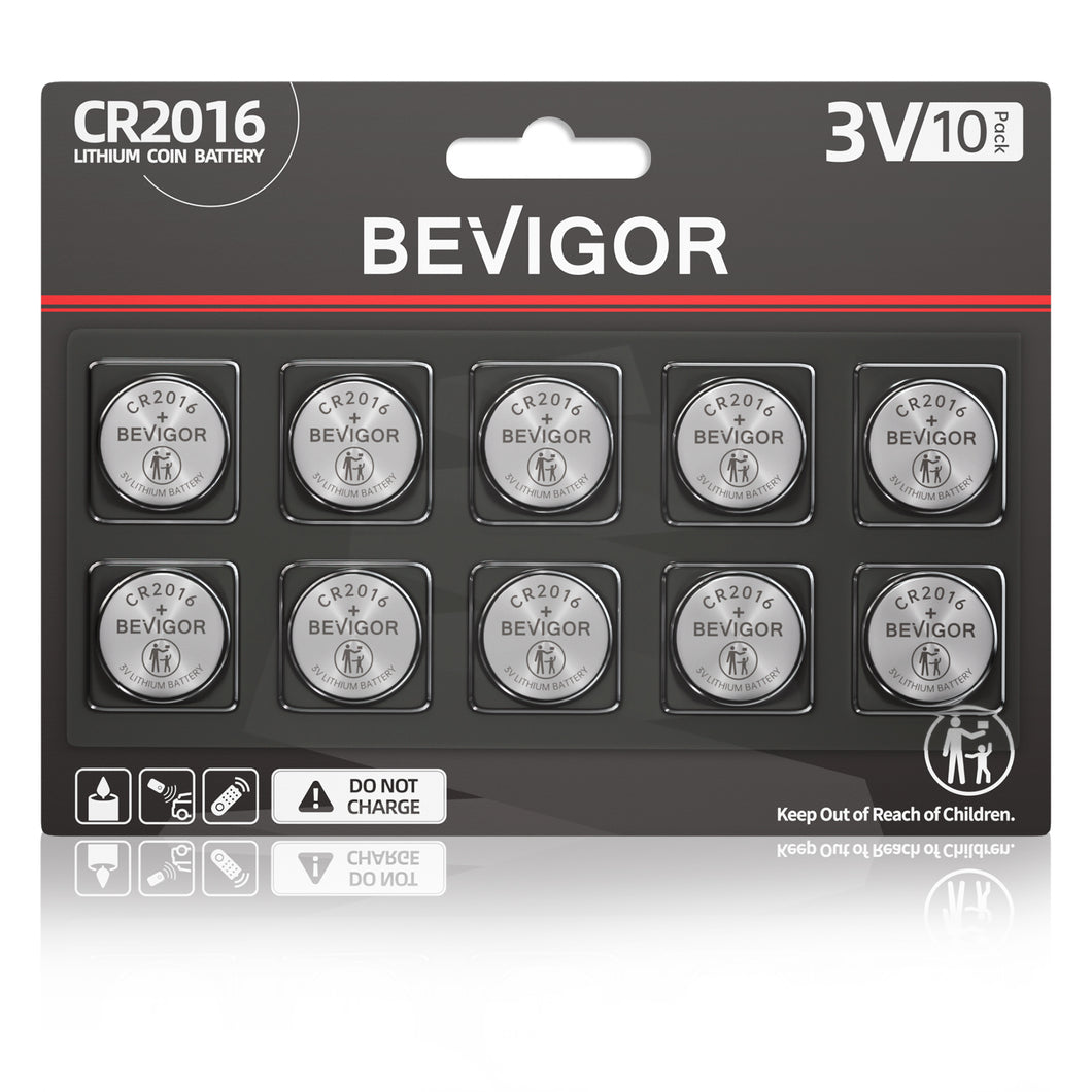 BEVIGOR CR2016 3V Lithium Battery 10pcs