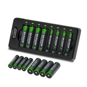 BEVIGOR 8 Bay AA AAA Battery Charger USB for NiMH/NiCD