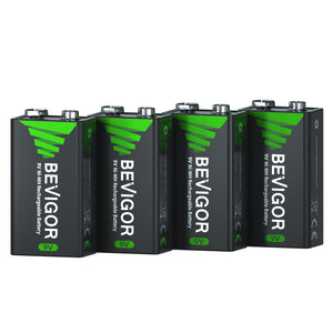 BEVIGOR 9V Rechargeable NiMH Batteries 180mAh 4 Packs