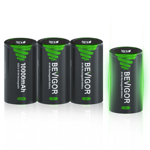 BEVIGOR D Rechargeable NiMH Batteries 10000mAh 1.2V 4 Packs